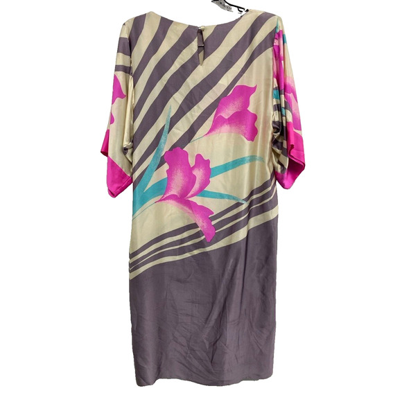 Flora Kung Floral Sign Silk Dress Kimono Multicolor Size 4 Neiman Marcus A000467 - Picture 2 of 6